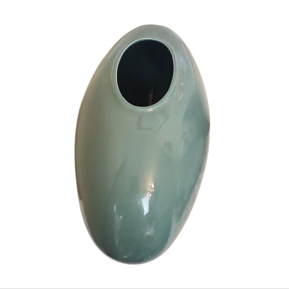 Vintage Art Deco Pottery Teal Green Vase - Picture 8 of 8